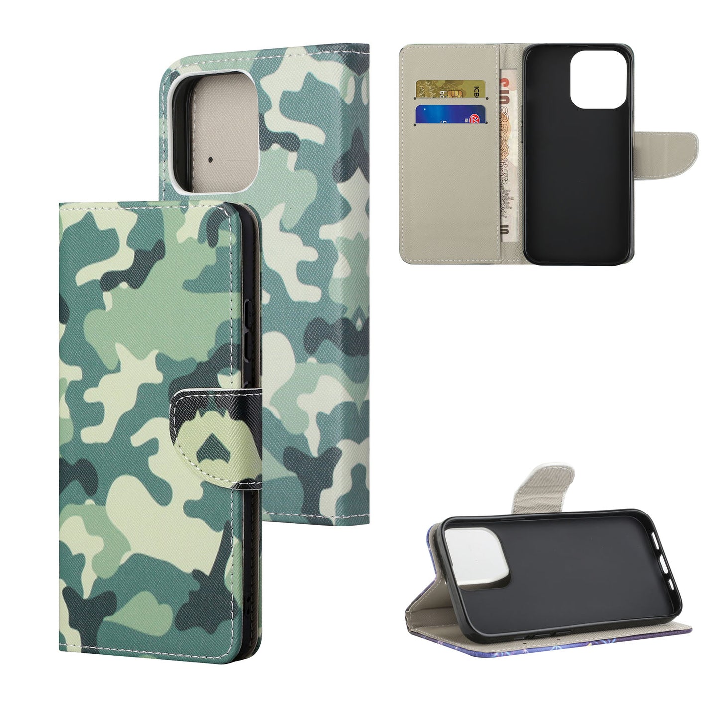 Pattern Printing Cross Texture Leather Wallet Stand Case for iPhone 13 Pro Max