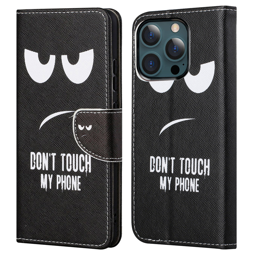 Pattern Printing Cross Texture Leather Wallet Stand Case for iPhone 13 Pro Max