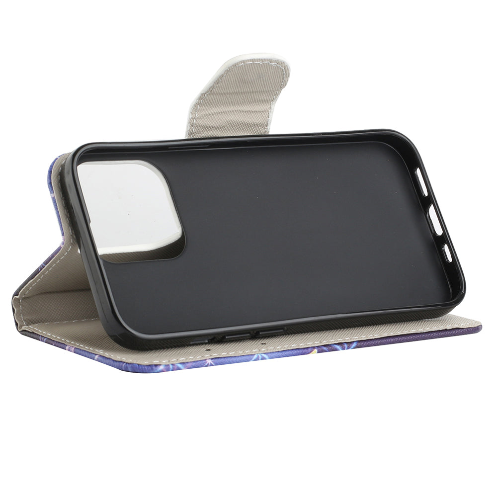 Pattern Printing Cross Texture Leather Wallet Stand Case for iPhone 13 Pro Max