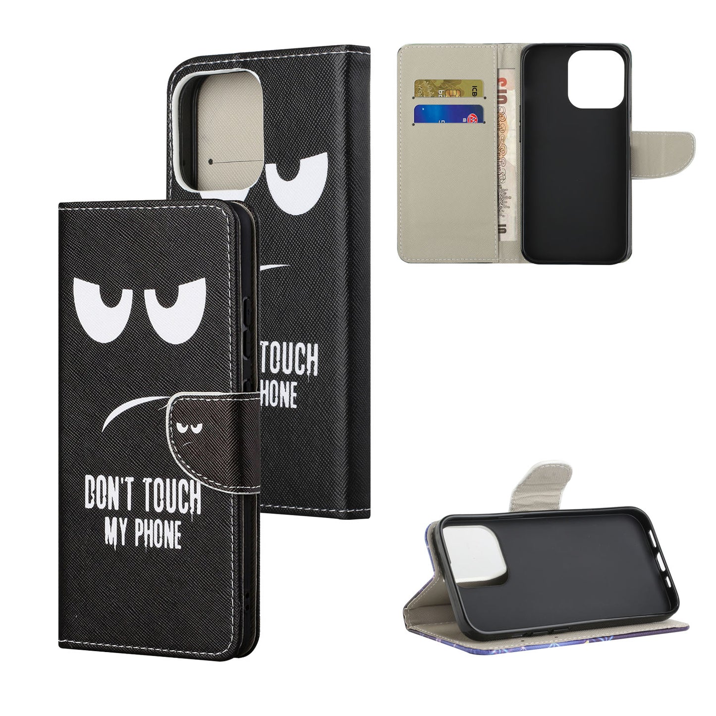 Pattern Printing Cross Texture Leather Wallet Stand Case for iPhone 13 Pro Max