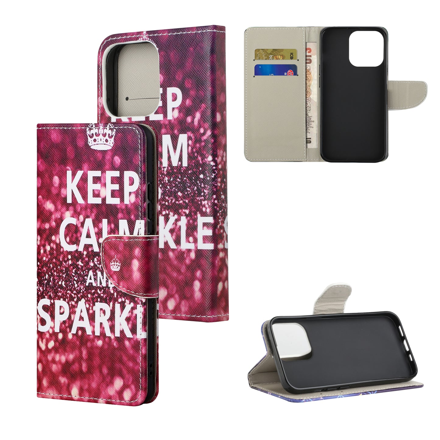 Pattern Printing Cross Texture Leather Wallet Stand Case for iPhone 13 Pro Max