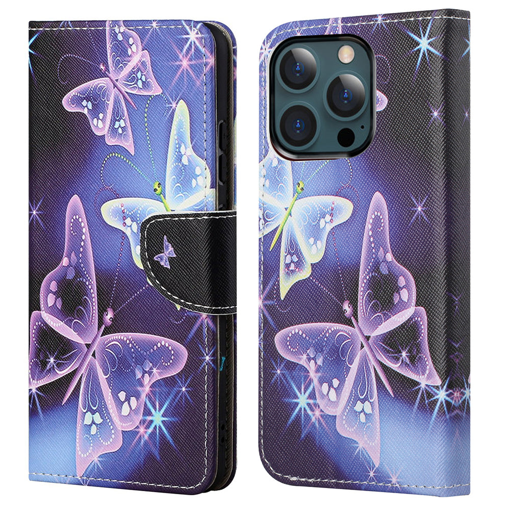 Pattern Printing Cross Texture Leather Wallet Stand Case for iPhone 13 Pro Max