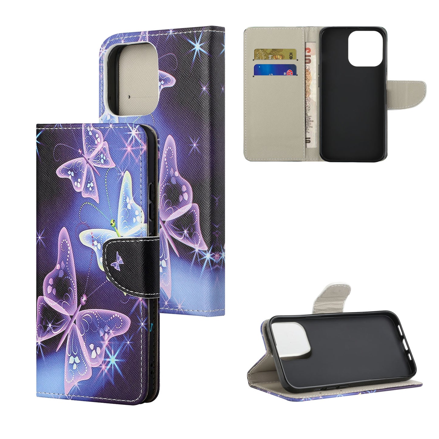Pattern Printing Cross Texture Leather Wallet Stand Case for iPhone 13 Pro Max
