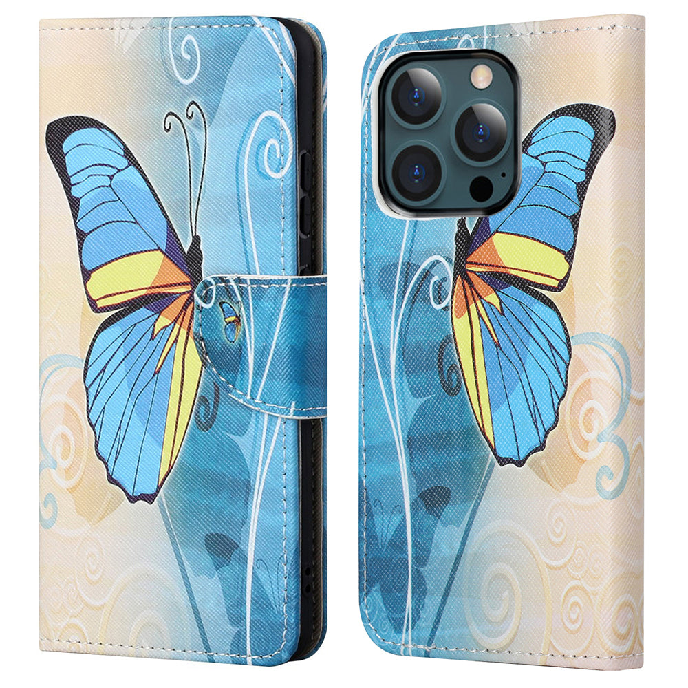 Pattern Printing Cross Texture Leather Wallet Stand Case for iPhone 13 Pro Max