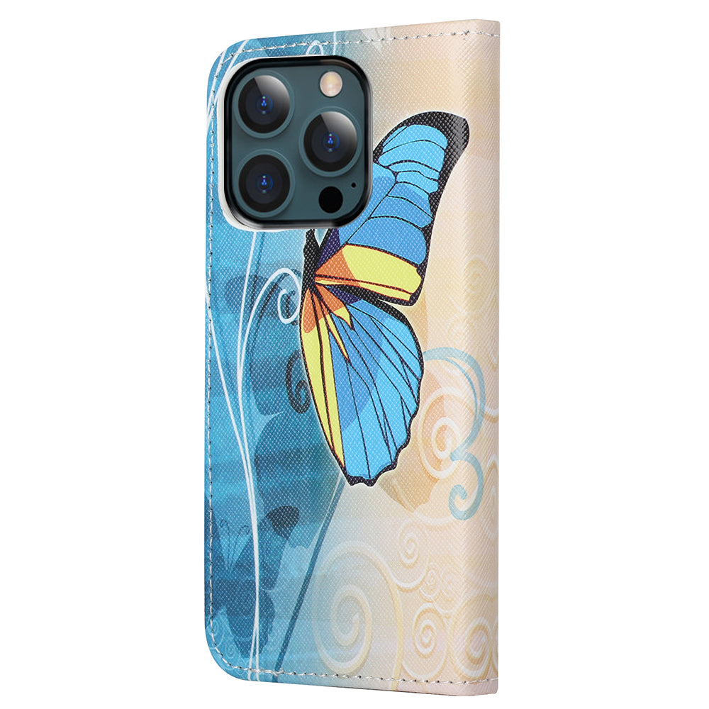 Pattern Printing Cross Texture Leather Wallet Stand Case for iPhone 13 Pro Max