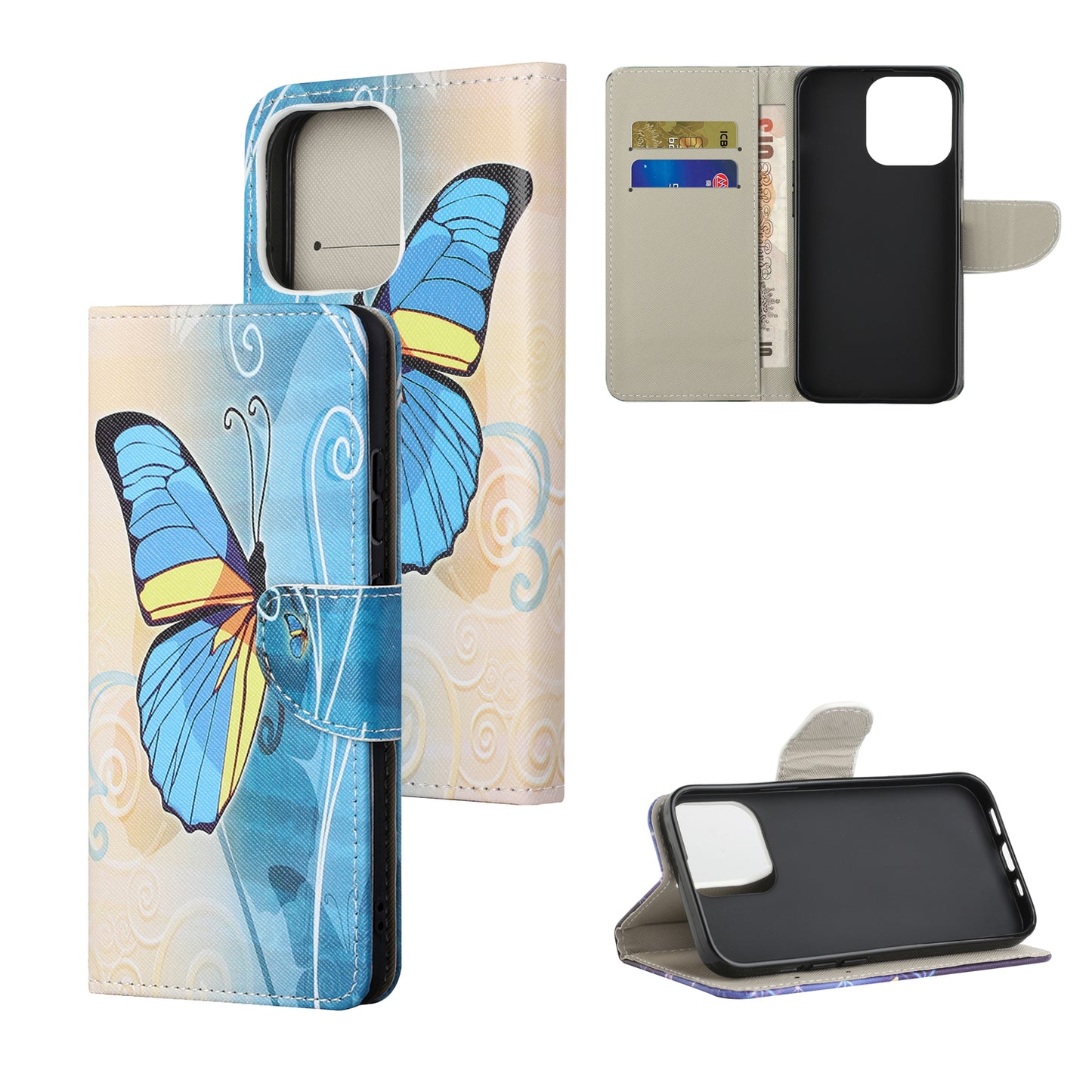Pattern Printing Cross Texture Leather Wallet Stand Case for iPhone 13 Pro Max