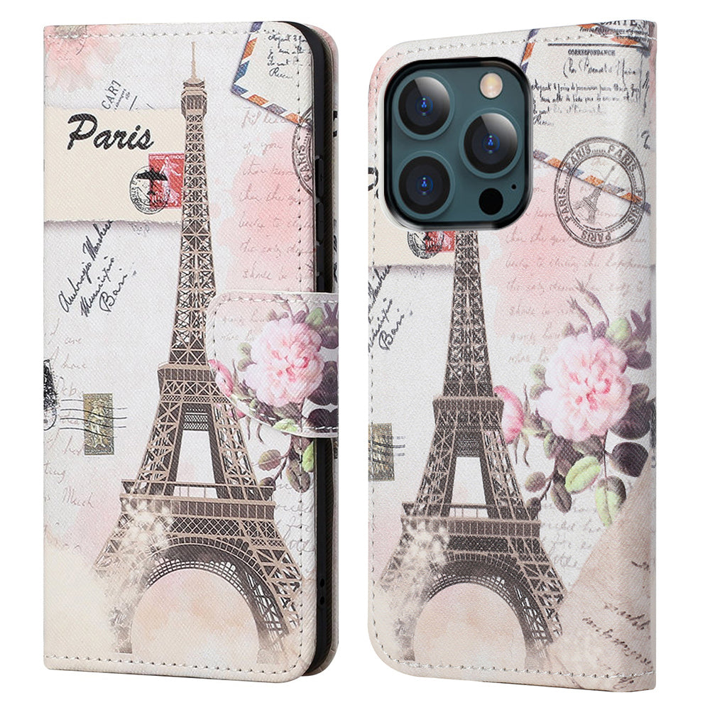 Pattern Printing Cross Texture Leather Wallet Stand Case for iPhone 13 Pro Max