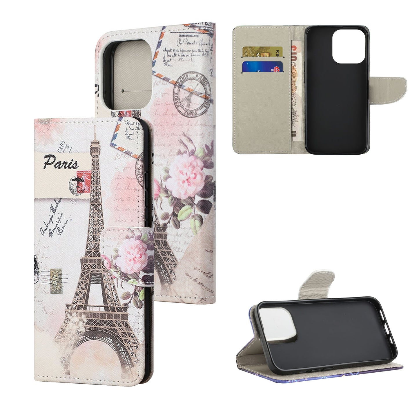 Pattern Printing Cross Texture Leather Wallet Stand Case for iPhone 13 Pro Max