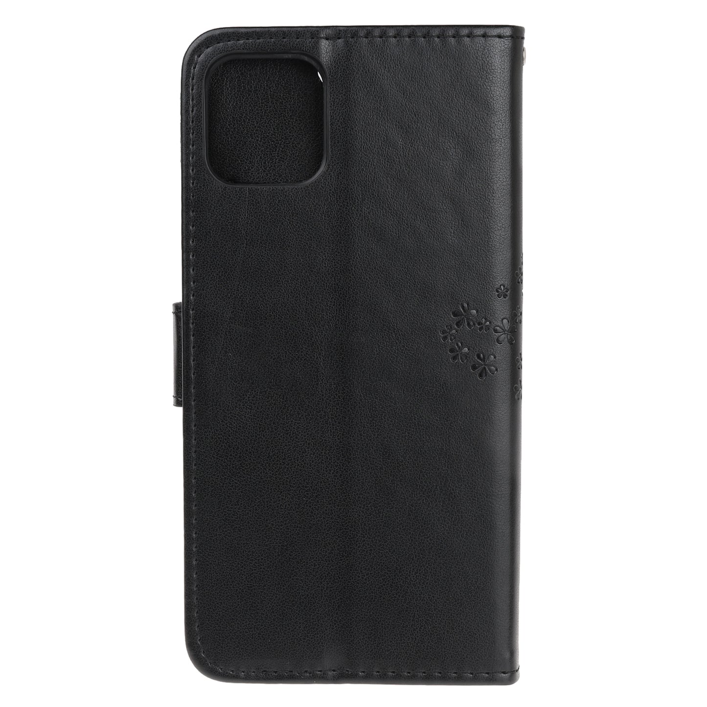 Owl Tree Imprint Wallet Stand Design PU Leather Case Protector with Wrist Strap for iPhone 13 Pro 6.1 inch