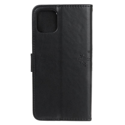 Owl Tree Imprint Wallet Stand Design PU Leather Case Protector with Wrist Strap for iPhone 13 Pro 6.1 inch