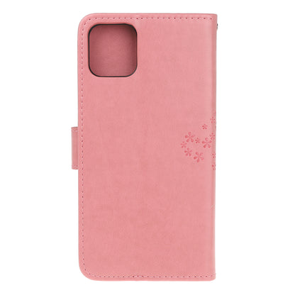 Owl Tree Imprint Wallet Stand Design PU Leather Case Protector with Wrist Strap for iPhone 13 Pro 6.1 inch