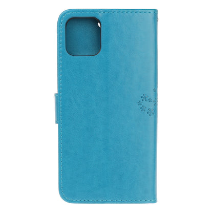 Owl Tree Imprint Wallet Stand Design PU Leather Case Protector with Wrist Strap for iPhone 13 Pro 6.1 inch
