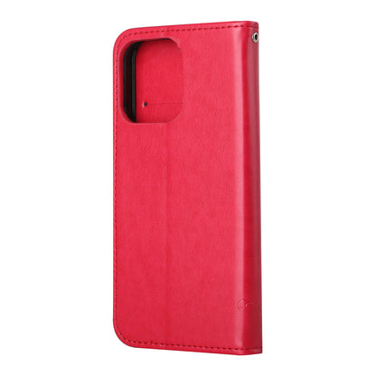 Imprint Butterfly Flower Leather Wallet Stand Phone Case Cover for iPhone 13 Pro
