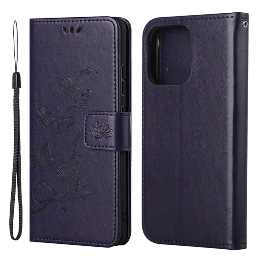 Imprint Butterfly Flower Leather Wallet Stand Phone Case Cover for iPhone 13 Pro