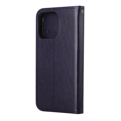 Imprint Butterfly Flower Leather Wallet Stand Phone Case Cover for iPhone 13 Pro