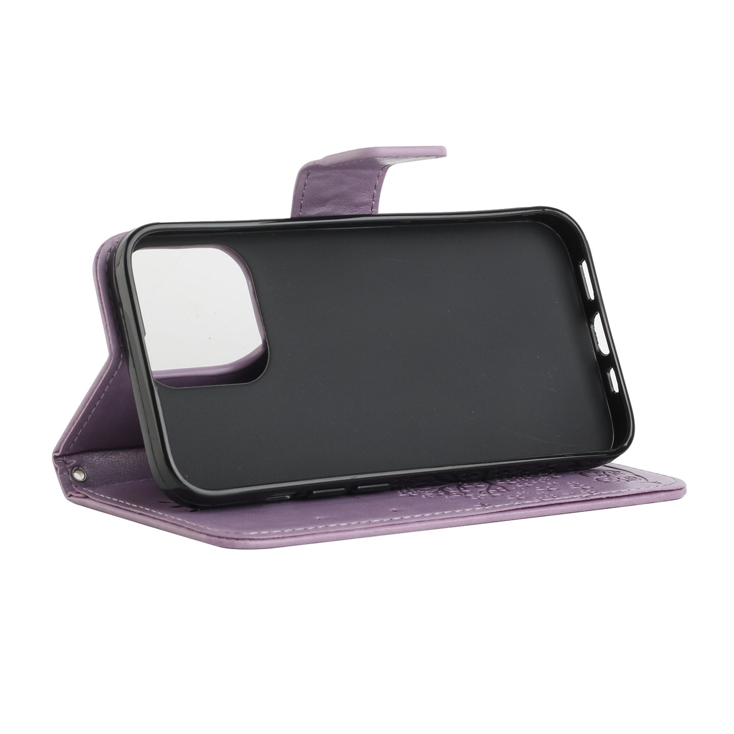 Imprint Butterfly Flower Leather Wallet Stand Phone Case Cover for iPhone 13 Pro