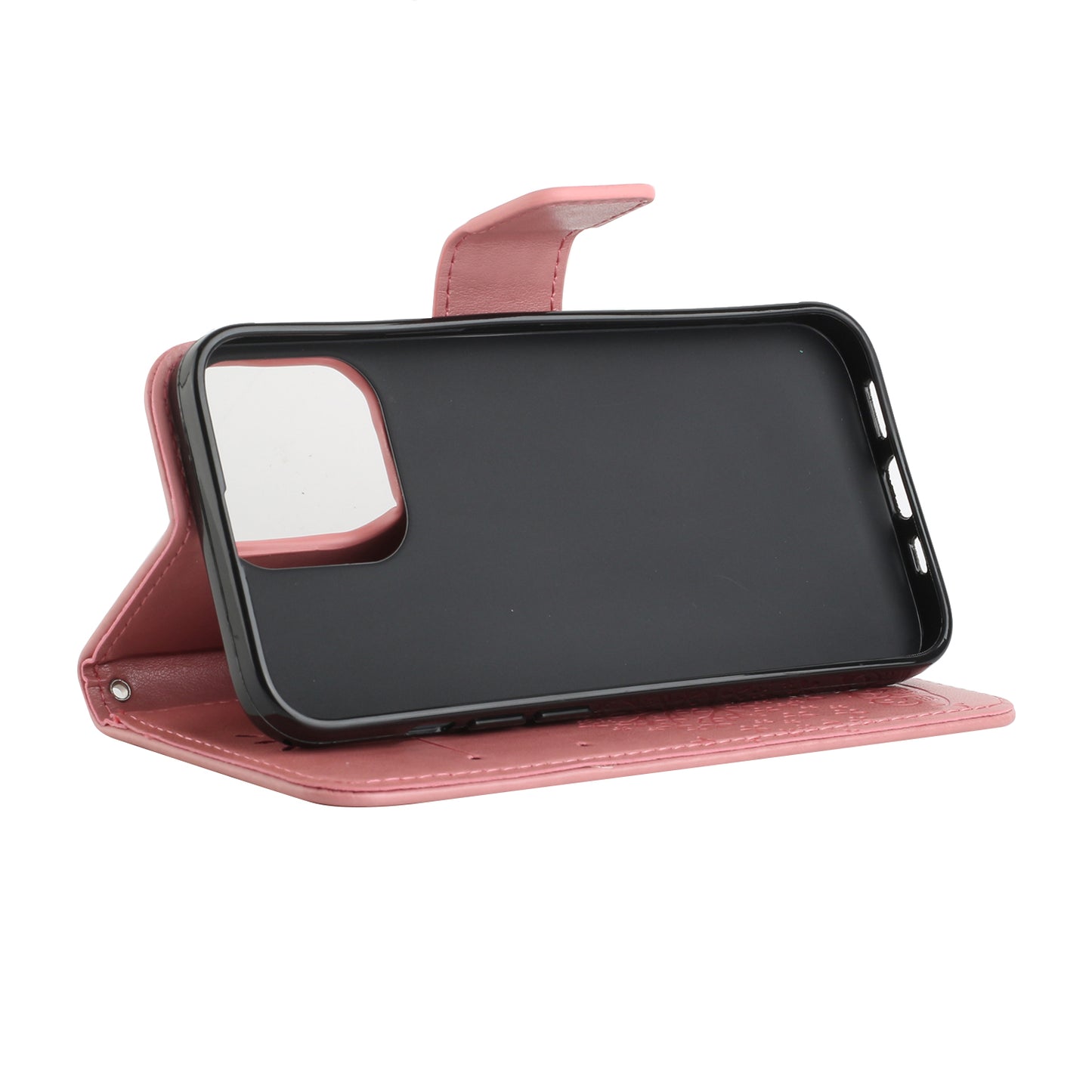 Imprint Butterfly Flower Leather Wallet Stand Phone Case Cover for iPhone 13 Pro