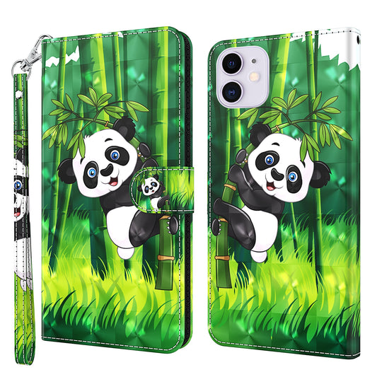 Stand 3D Pattern Printing PU Leather Wallet Magnetic Flip Folio Cover with Strap for iPhone 13 Pro Max 6.7 inch