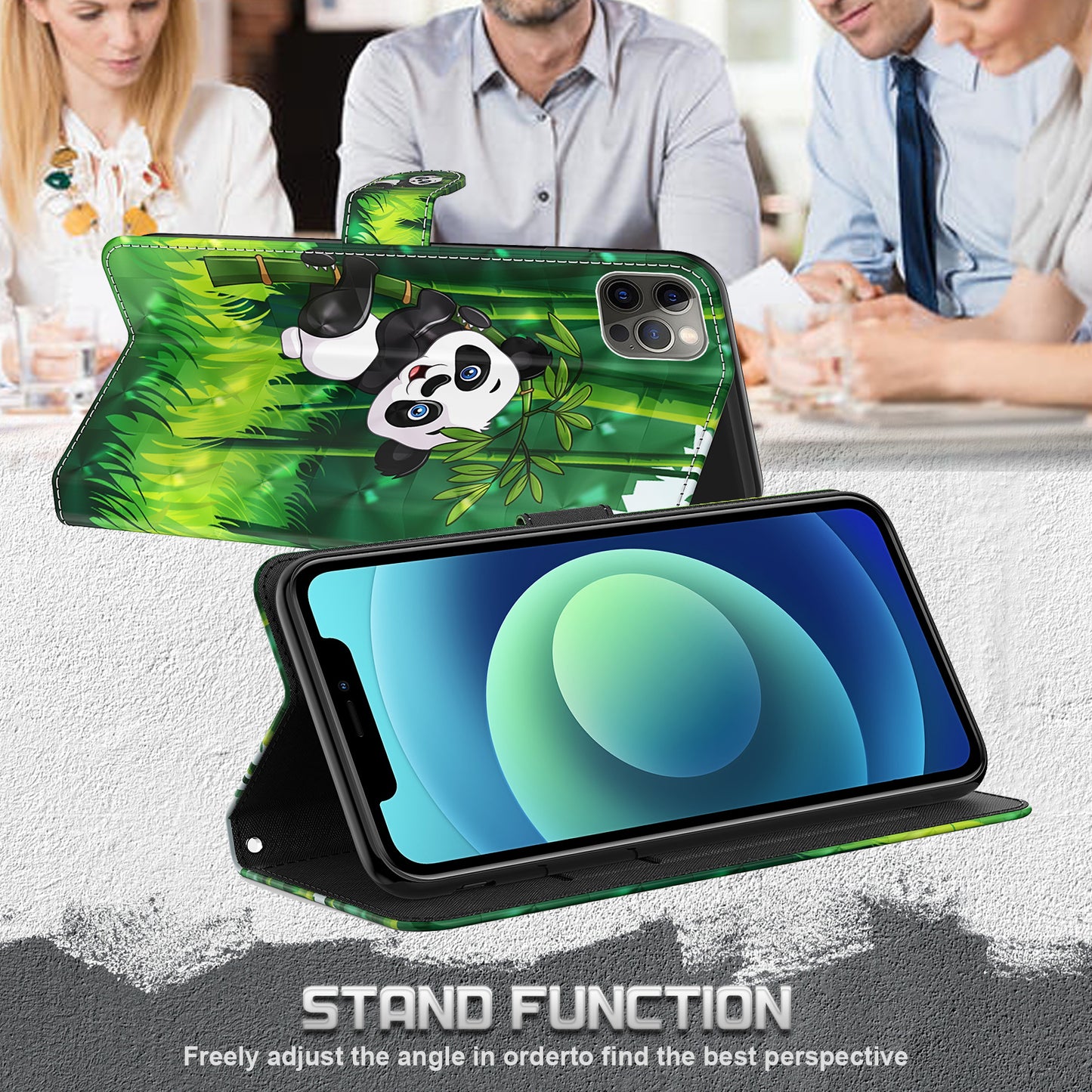 Stand 3D Pattern Printing PU Leather Wallet Magnetic Flip Folio Cover with Strap for iPhone 13 Pro Max 6.7 inch