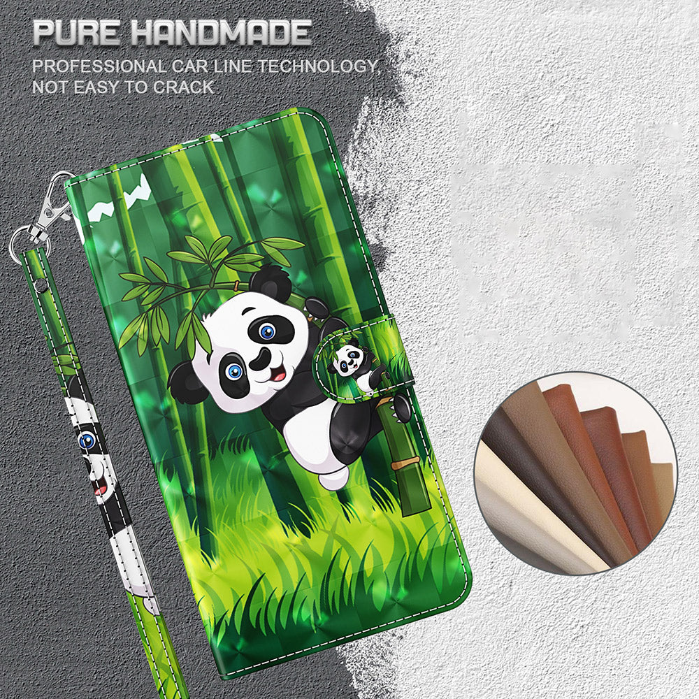 Stand 3D Pattern Printing PU Leather Wallet Magnetic Flip Folio Cover with Strap for iPhone 13 Pro Max 6.7 inch