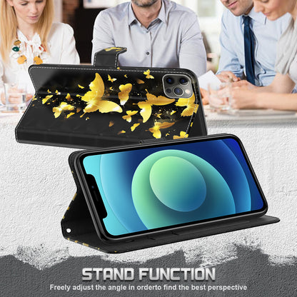 Stand 3D Pattern Printing PU Leather Wallet Magnetic Flip Folio Cover with Strap for iPhone 13 Pro Max 6.7 inch