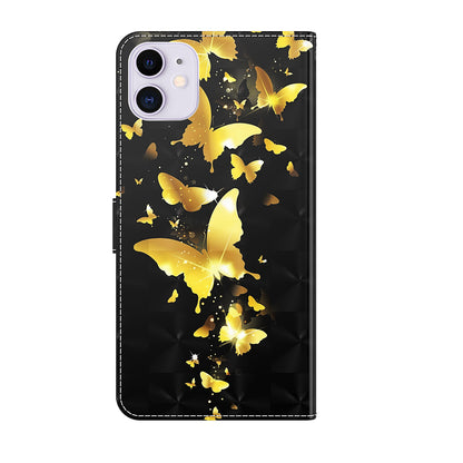 Stand 3D Pattern Printing PU Leather Wallet Magnetic Flip Folio Cover with Strap for iPhone 13 Pro Max 6.7 inch
