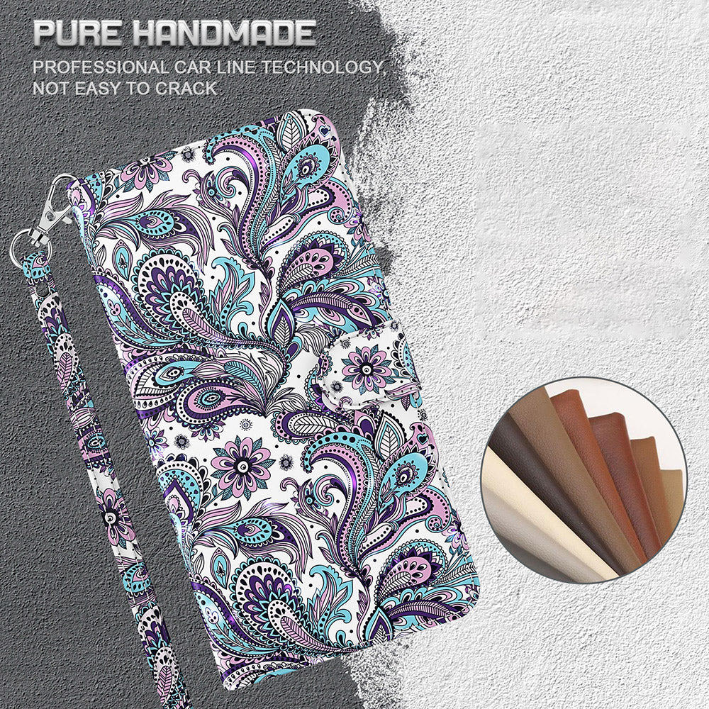 Stand 3D Pattern Printing PU Leather Wallet Magnetic Flip Folio Cover with Strap for iPhone 13 Pro Max 6.7 inch