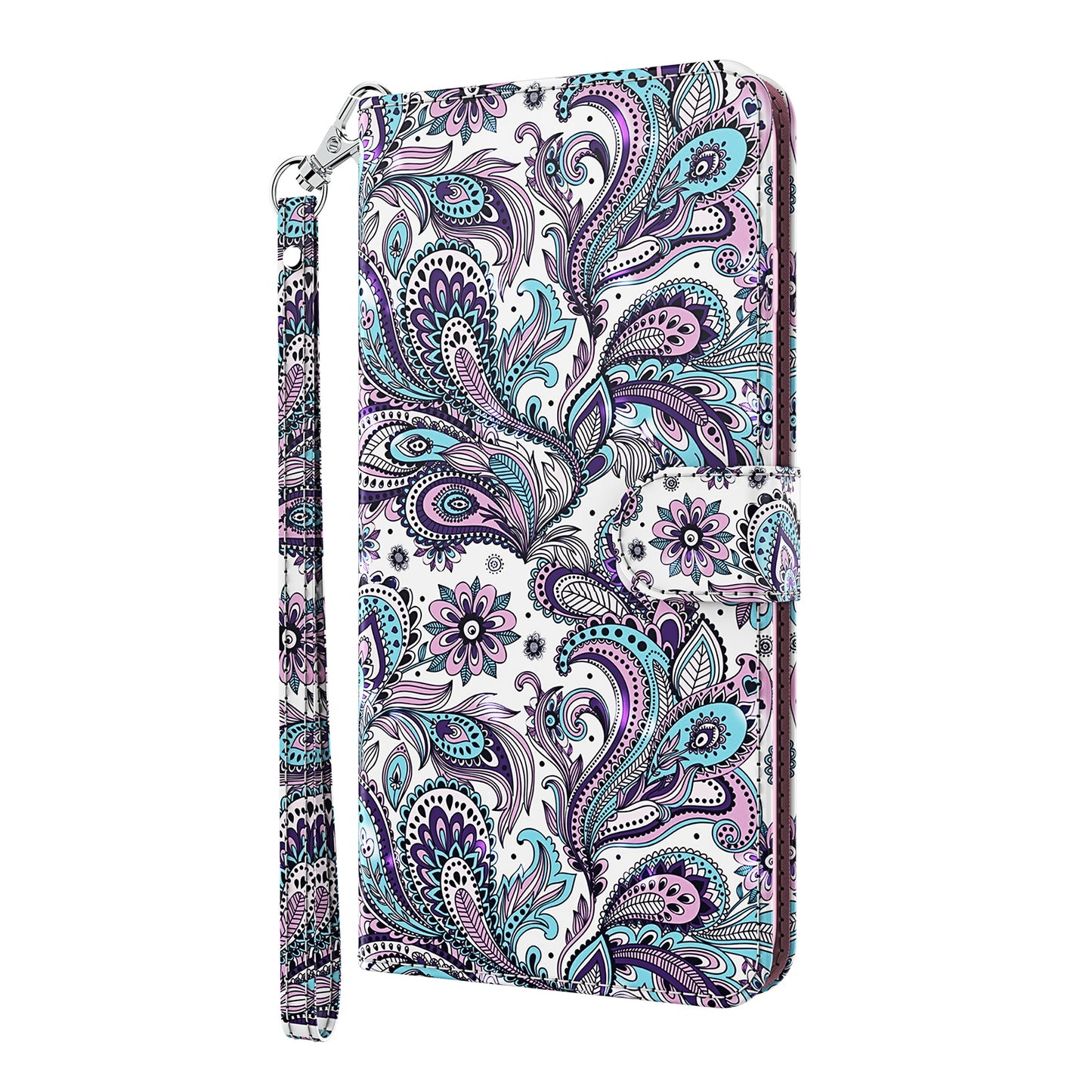 Stand 3D Pattern Printing PU Leather Wallet Magnetic Flip Folio Cover with Strap for iPhone 13 Pro Max 6.7 inch