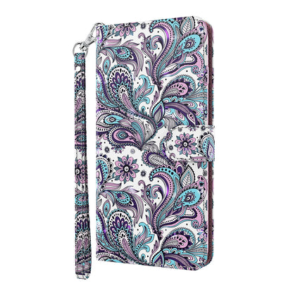 Stand 3D Pattern Printing PU Leather Wallet Magnetic Flip Folio Cover with Strap for iPhone 13 Pro Max 6.7 inch