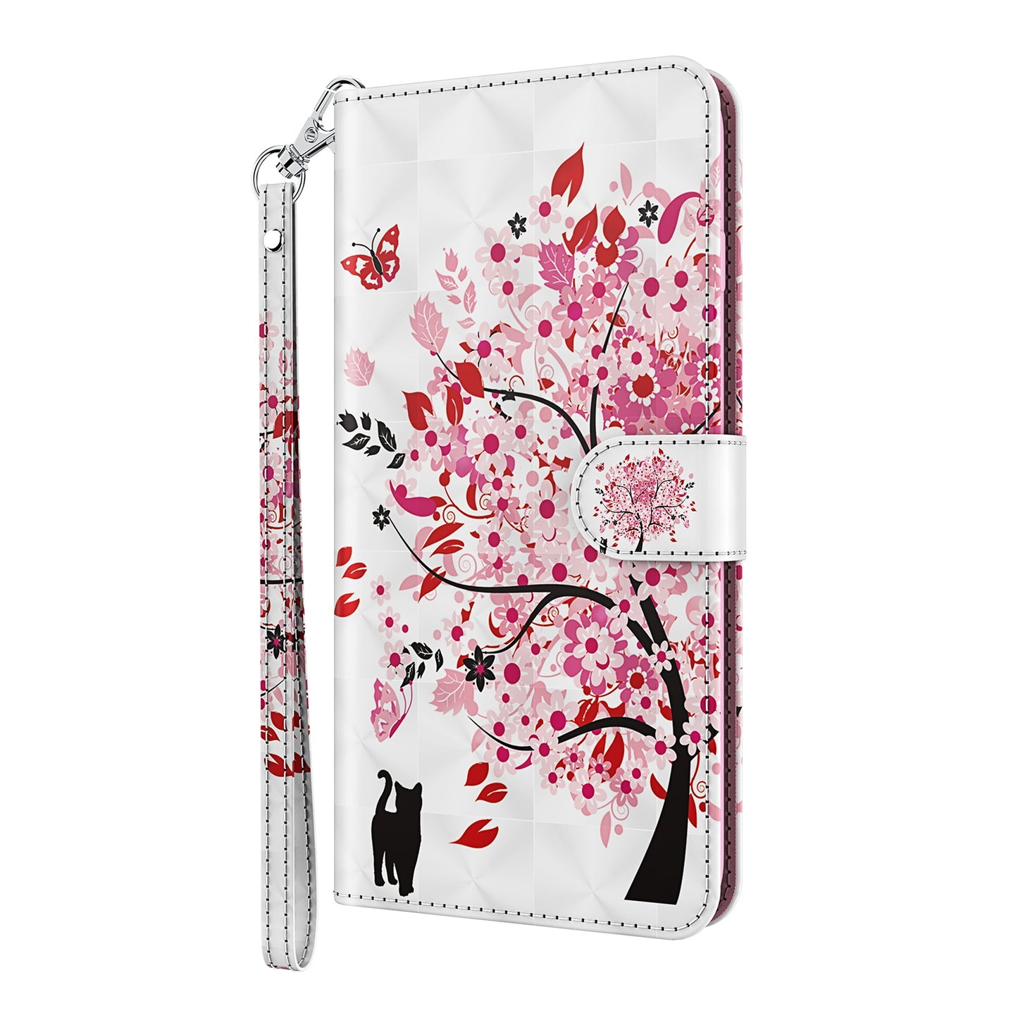3D Style Pattern Printing Premium PU Leather Wallet Flip Flip Magnetic Stand Cover with Strap for iPhone 13 Pro 6.1 inch