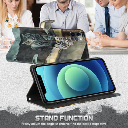 3D Style Pattern Printing Premium PU Leather Wallet Flip Flip Magnetic Stand Cover with Strap for iPhone 13 Pro 6.1 inch