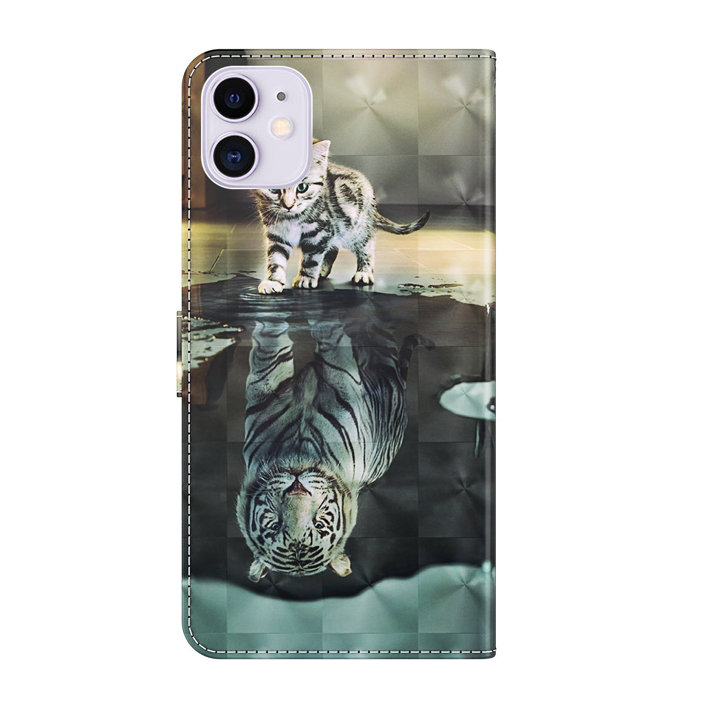 3D Style Pattern Printing Premium PU Leather Wallet Flip Flip Magnetic Stand Cover with Strap for iPhone 13 Pro 6.1 inch