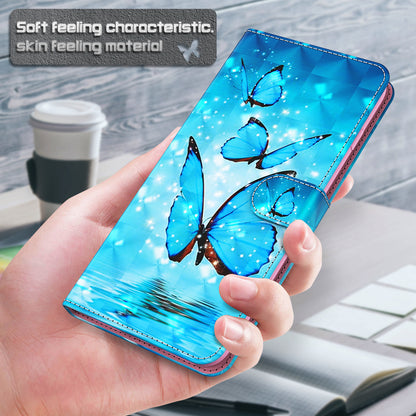 3D Style Pattern Printing Premium PU Leather Wallet Flip Flip Magnetic Stand Cover with Strap for iPhone 13 Pro 6.1 inch