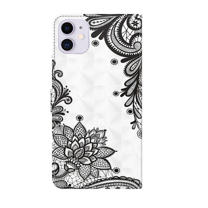 3D Style Pattern Printing Premium PU Leather Wallet Flip Flip Magnetic Stand Cover with Strap for iPhone 13 Pro 6.1 inch