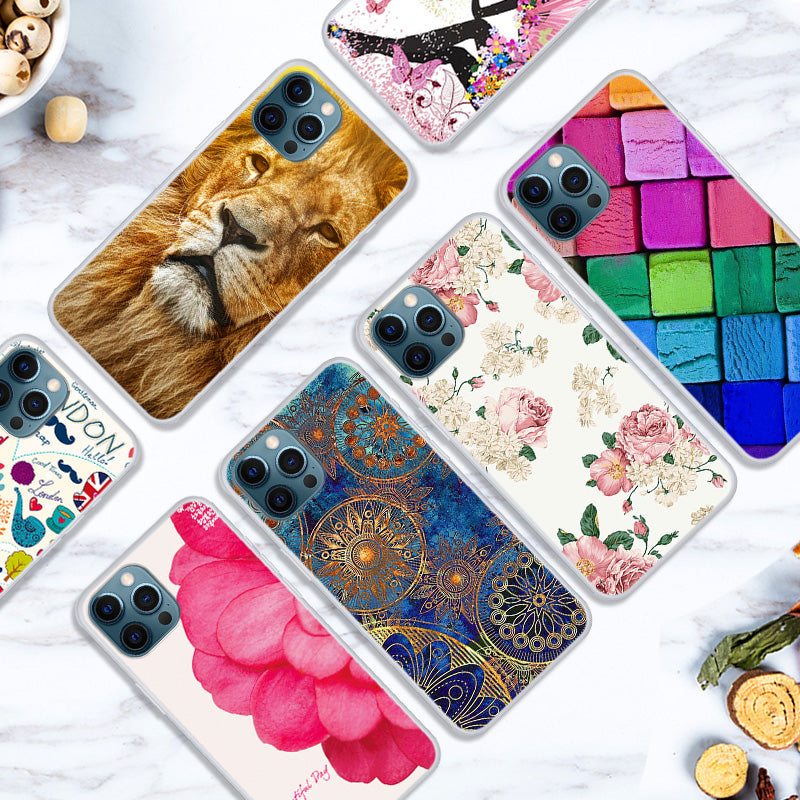 Clear Pattern Printing Design Soft TPU Protective Slim Shockproof Case for iPhone 13 Pro Max 6.7 inch