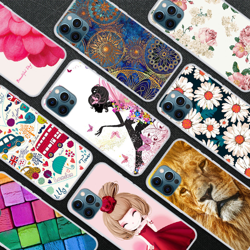 Clear Pattern Printing Design Soft TPU Protective Slim Shockproof Case for iPhone 13 Pro Max 6.7 inch