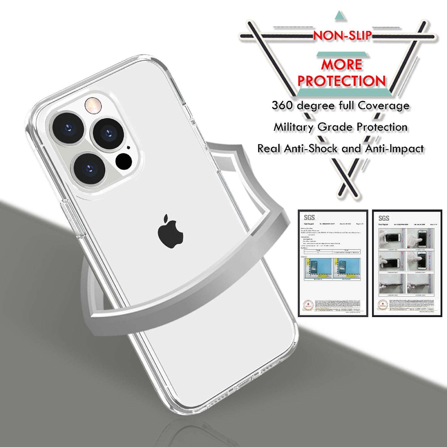 Anti-scratch Transparent PC+TPU Phone Back Case for iPhone 13 Pro 6.1 inch