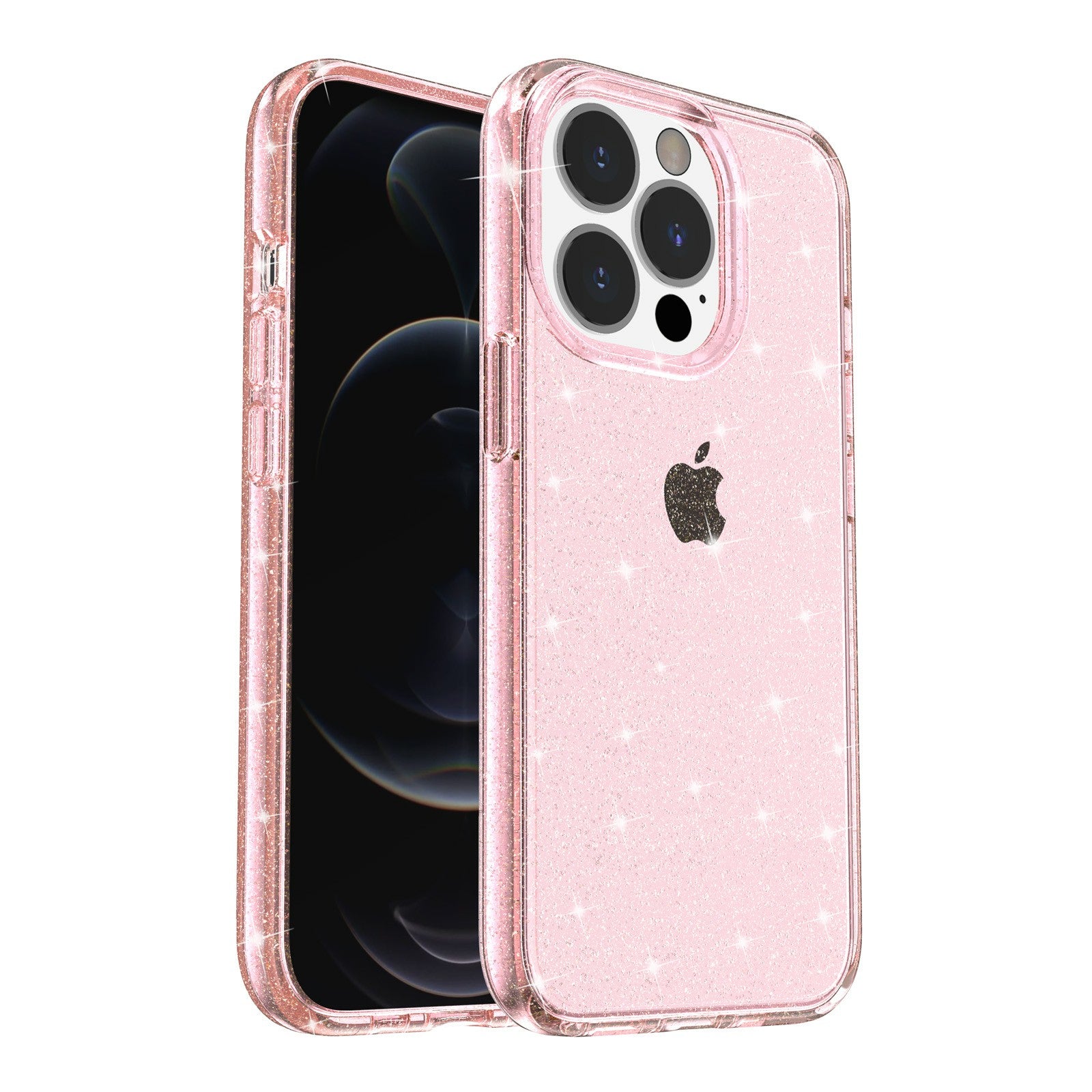 For iPhone 13 Pro 6.1 inch Clear Bling Sparkly Powder Glitter Shiny Soft TPU + Hard PC Back Cover
