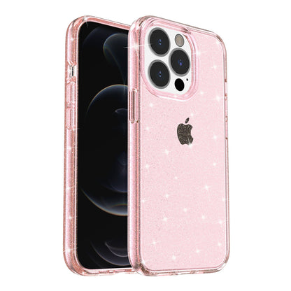 For iPhone 13 Pro 6.1 inch Clear Bling Sparkly Powder Glitter Shiny Soft TPU + Hard PC Back Cover