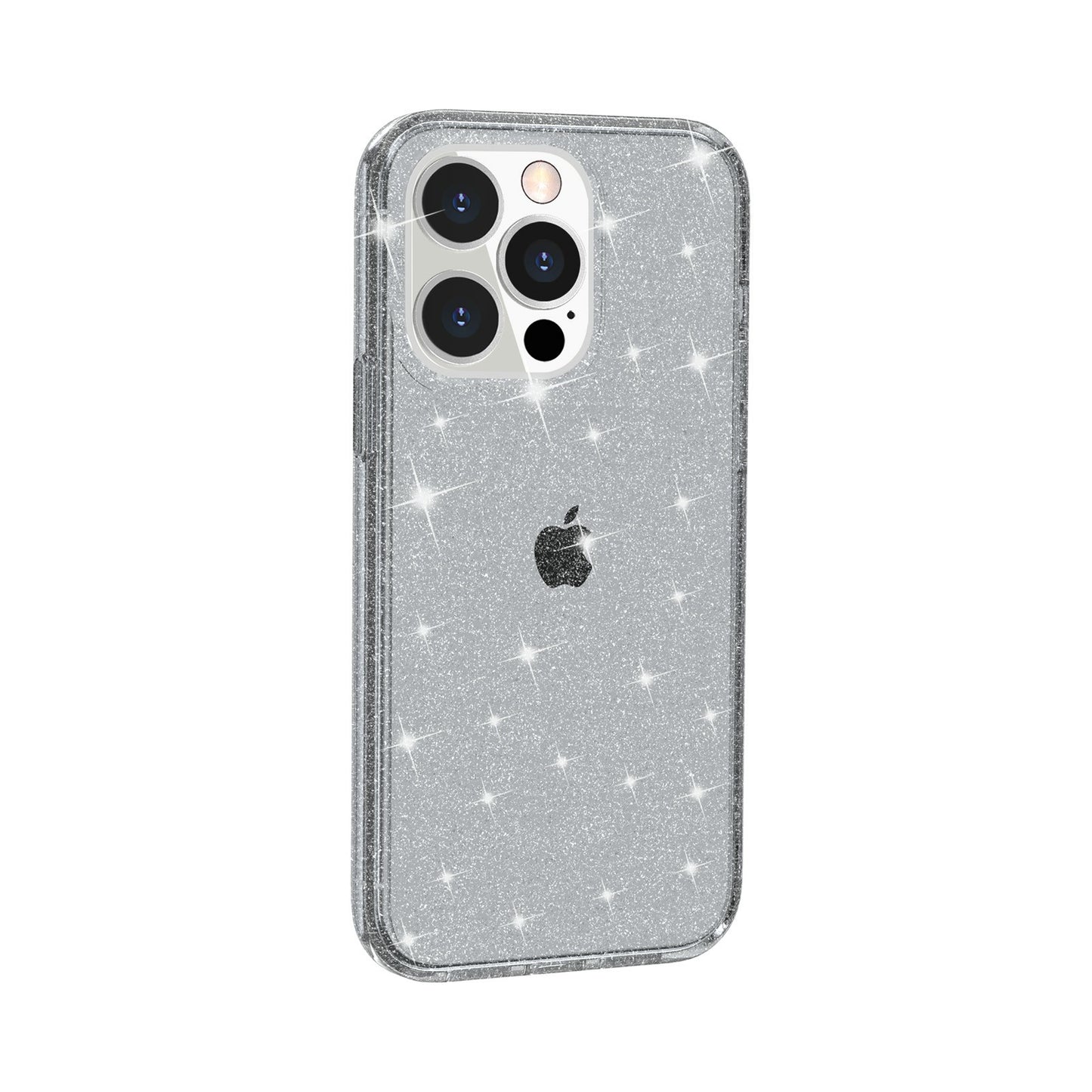 For iPhone 13 Pro 6.1 inch Clear Bling Sparkly Powder Glitter Shiny Soft TPU + Hard PC Back Cover