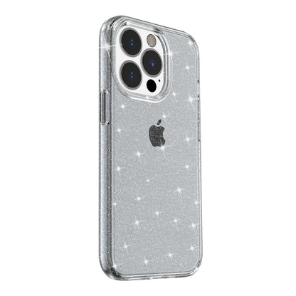 For iPhone 13 Pro 6.1 inch Clear Bling Sparkly Powder Glitter Shiny Soft TPU + Hard PC Back Cover