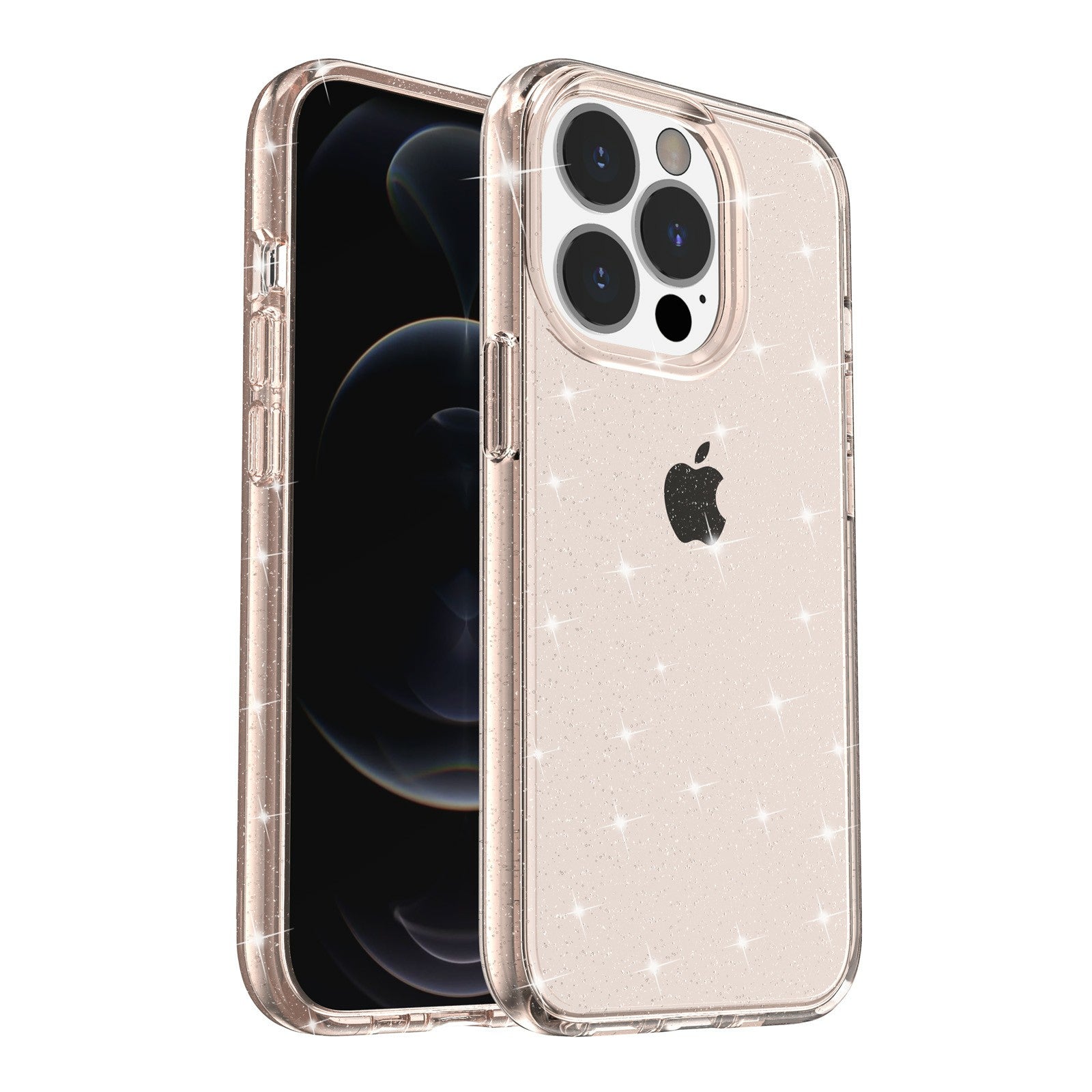 For iPhone 13 Pro 6.1 inch Clear Bling Sparkly Powder Glitter Shiny Soft TPU + Hard PC Back Cover