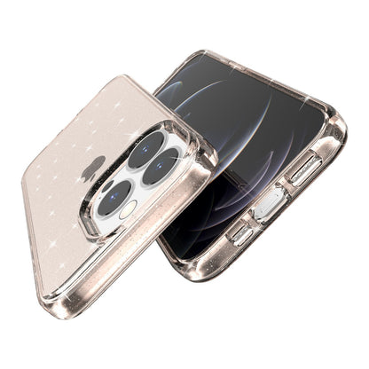 For iPhone 13 Pro 6.1 inch Clear Bling Sparkly Powder Glitter Shiny Soft TPU + Hard PC Back Cover