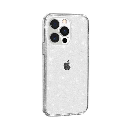 For iPhone 13 Pro 6.1 inch Clear Bling Sparkly Powder Glitter Shiny Soft TPU + Hard PC Back Cover