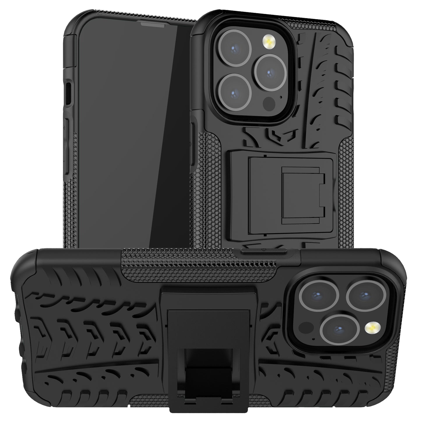 Shockproof Tough Rugged PC + TPU Dual Layer Protective Case Hybrid Kickstand Cover for iPhone 13 Pro 6.1 inch