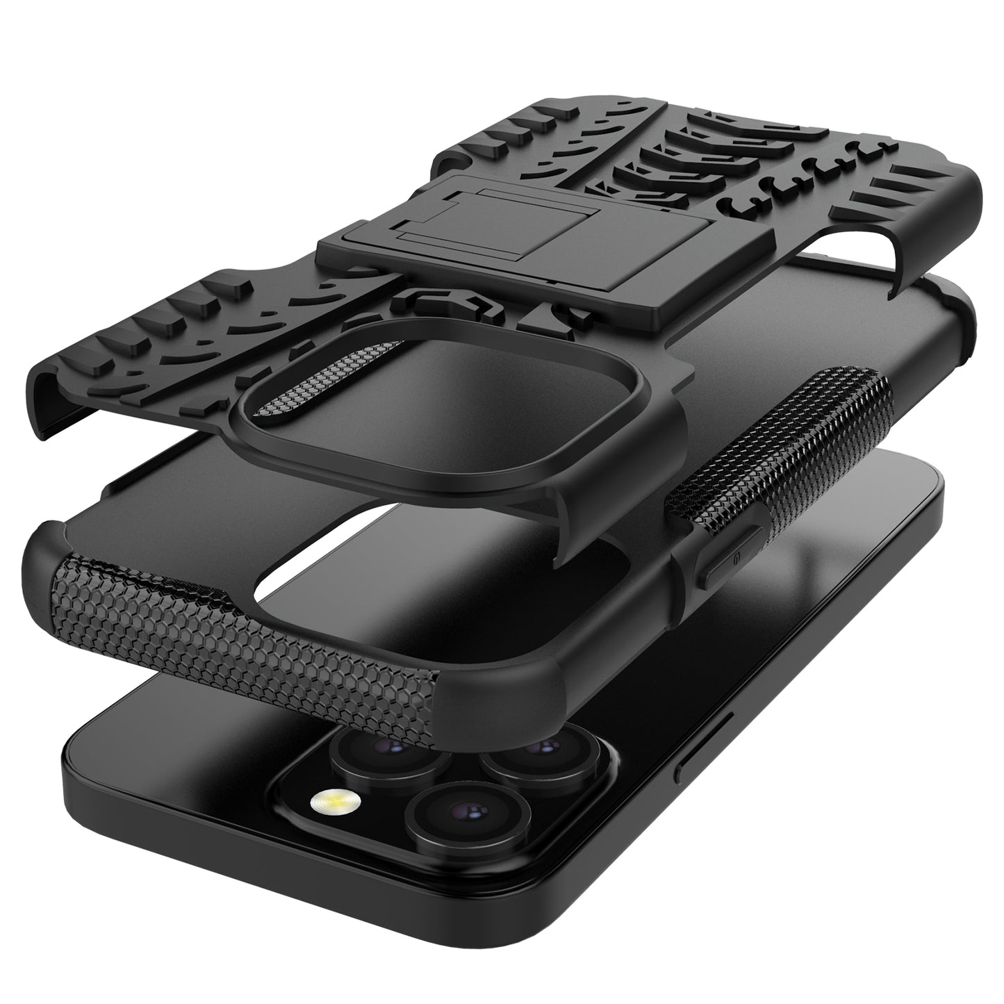 Shockproof Tough Rugged PC + TPU Dual Layer Protective Case Hybrid Kickstand Cover for iPhone 13 Pro 6.1 inch