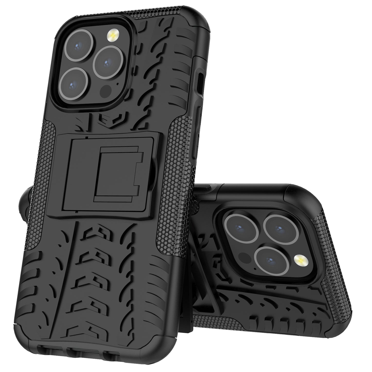 Shockproof Tough Rugged PC + TPU Dual Layer Protective Case Hybrid Kickstand Cover for iPhone 13 Pro 6.1 inch