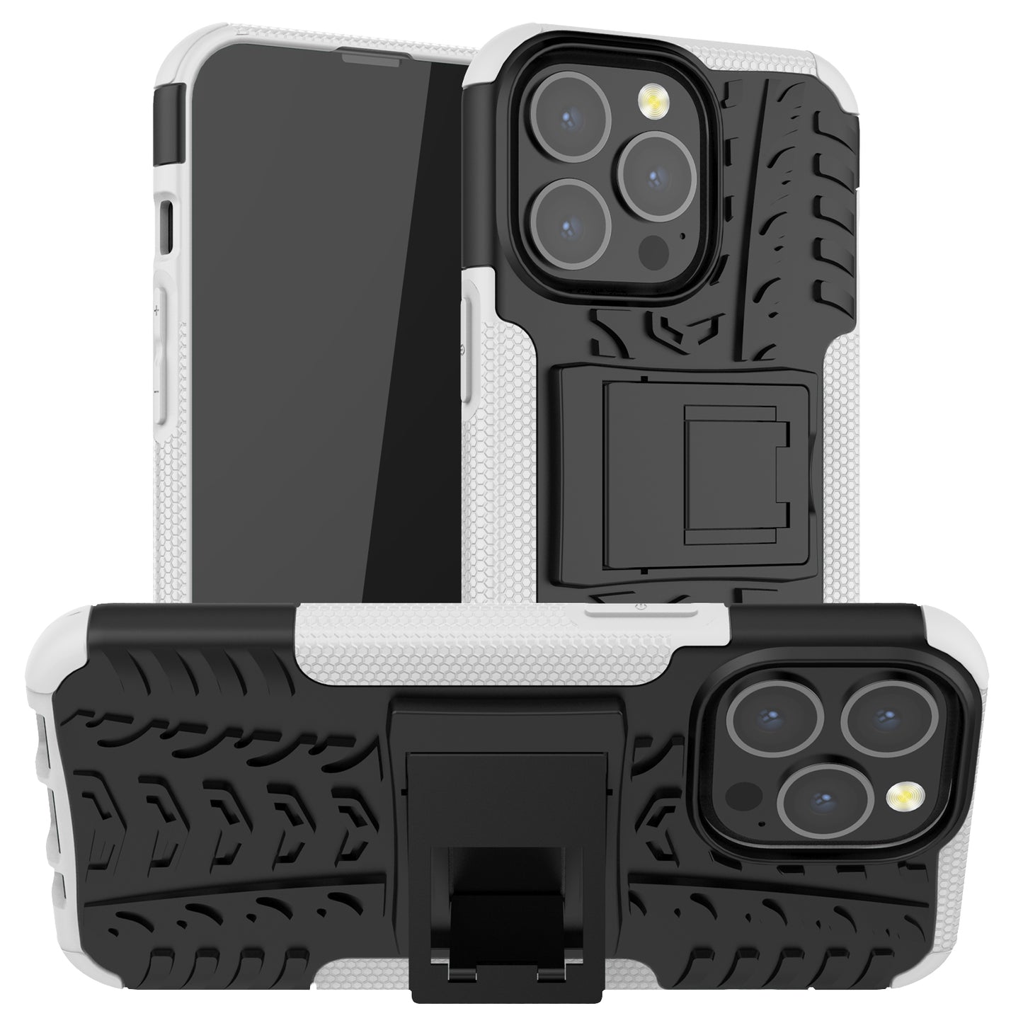 Shockproof Tough Rugged PC + TPU Dual Layer Protective Case Hybrid Kickstand Cover for iPhone 13 Pro 6.1 inch