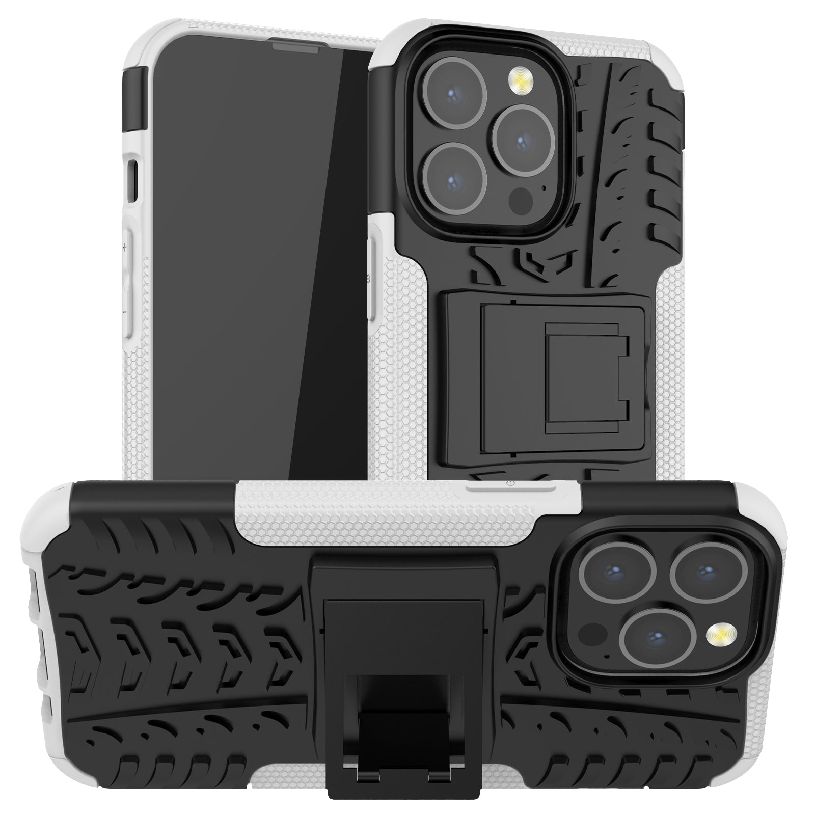 Shockproof Tough Rugged PC + TPU Dual Layer Protective Case Hybrid Kickstand Cover for iPhone 13 Pro 6.1 inch
