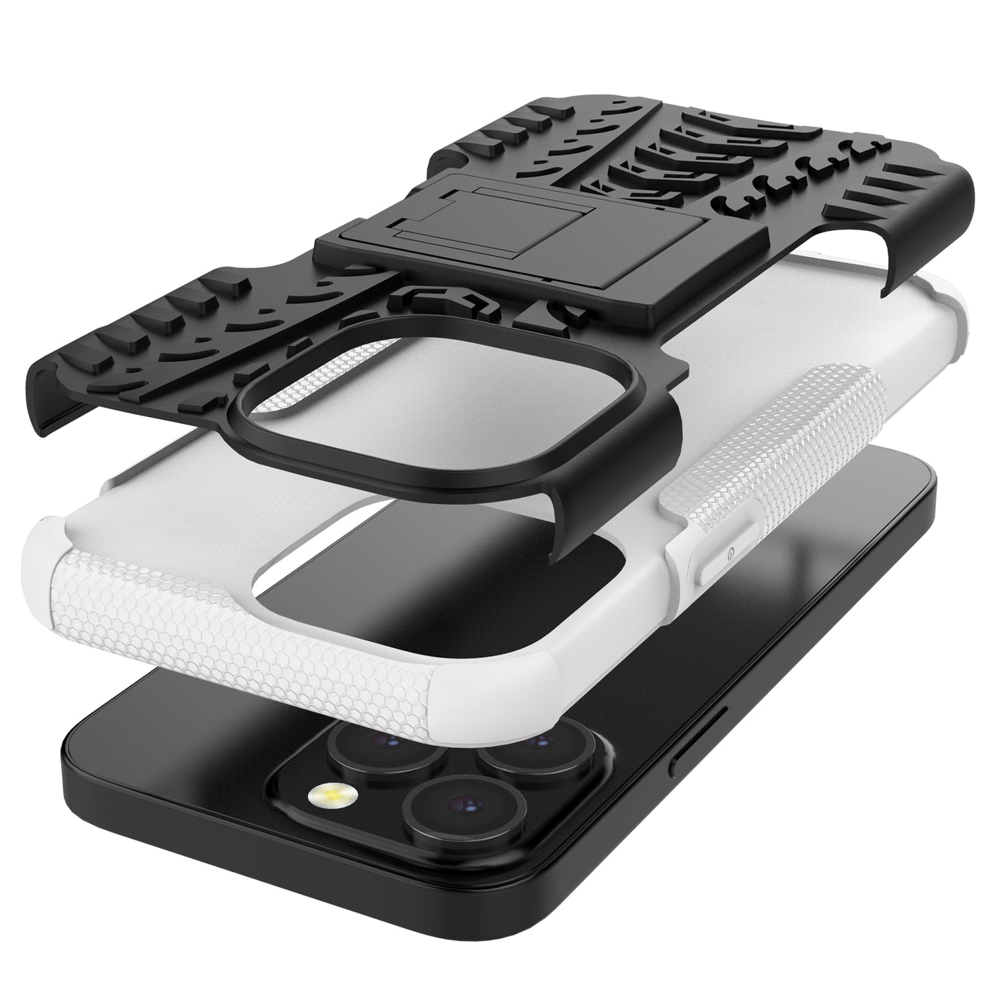 Shockproof Tough Rugged PC + TPU Dual Layer Protective Case Hybrid Kickstand Cover for iPhone 13 Pro 6.1 inch